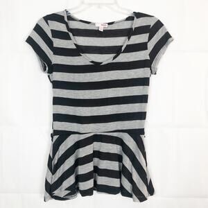 Bongo Striped Peplum Top Juniors Size M